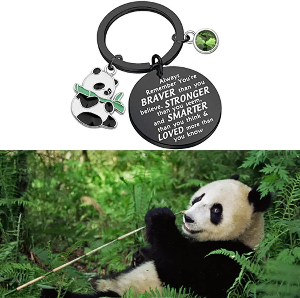 Panda Keychain Jewelry Pandas Lover Gift You are Braver Stronger Smarter Inspirational Keychain Friendship Gift for Boy Girls - Image 5