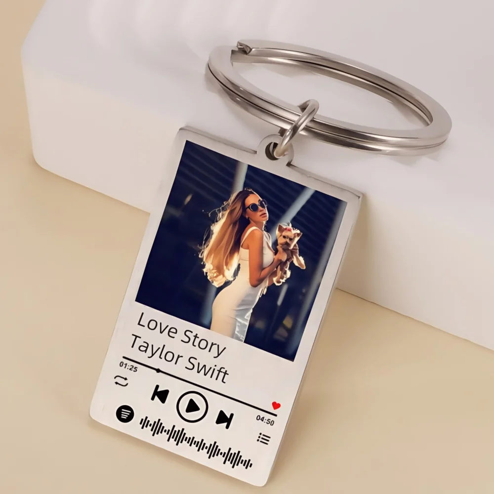 Jeshayuan Custom Picture Keychain Customized Music Song Key Ring Stainless Steel Personalized Photo Keychains Gifts for Lover - Image 4