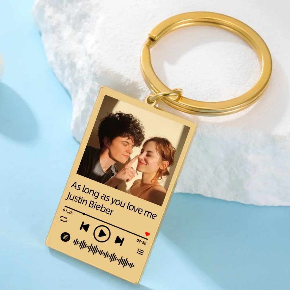 Jeshayuan Custom Picture Keychain Customized Music Song Key Ring Stainless Steel Personalized Photo Keychains Gifts for Lover - Image 3