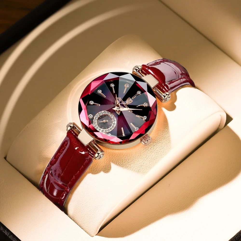 POEDAGAR Women Watches Fashion Diamond Dial Leather Quartz Watch Top Brand Luxury Waterproof Ladies Wristwatch Girlfriend Gift - Image 2