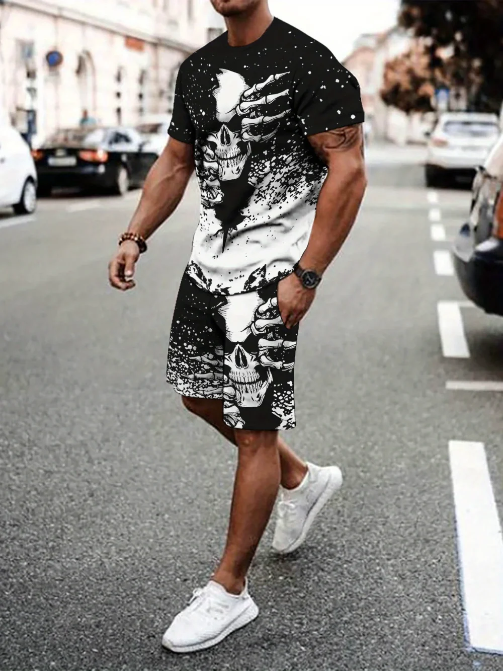 2025 Summer Fashion Casual Daily 2-piece set 3D printed men's suit Outdoor street sports
