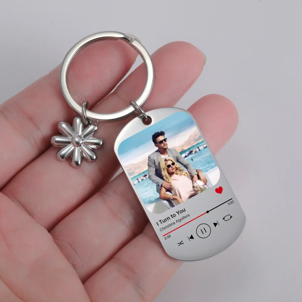 Jeshayuan Custom Picture Keychain Customized Music Song Key Ring Stainless Steel Personalized Photo Keychains Gifts for Lover - Image 6