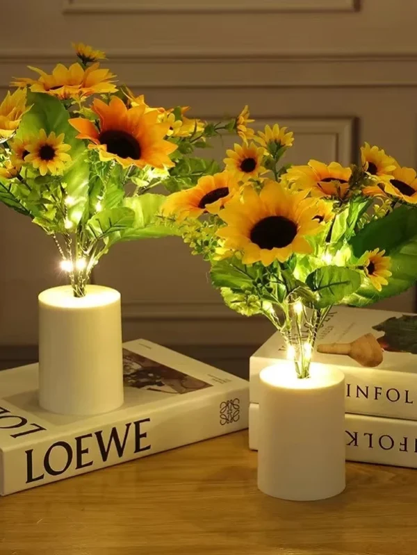 Artificial Sunflower LED Table Lamp Creative Desktop Decor Lamp Bedroom Bedside Night Light for Kids Girlfriend Gift