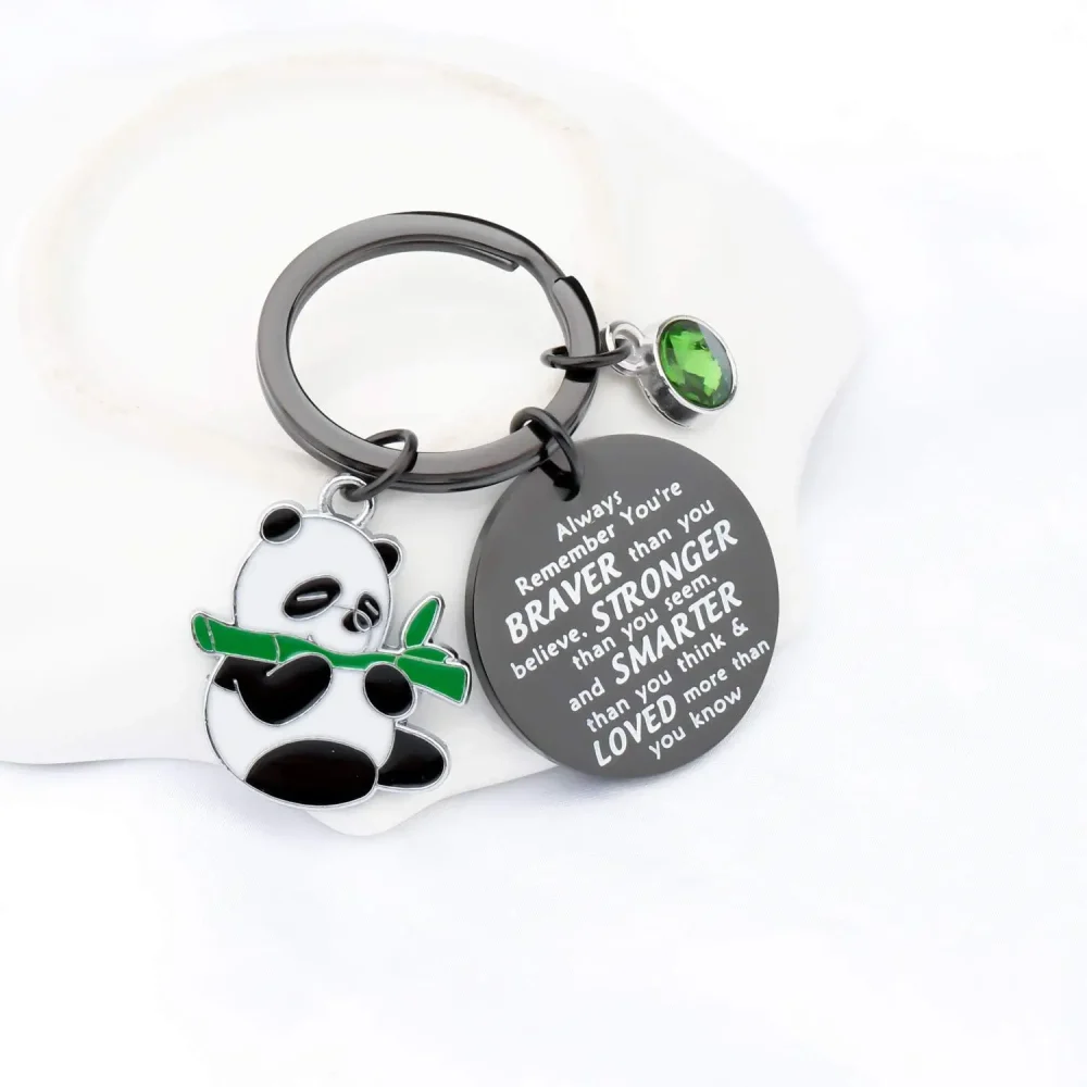 Panda Keychain Jewelry Pandas Lover Gift You are Braver Stronger Smarter Inspirational Keychain Friendship Gift for Boy Girls - Image 6