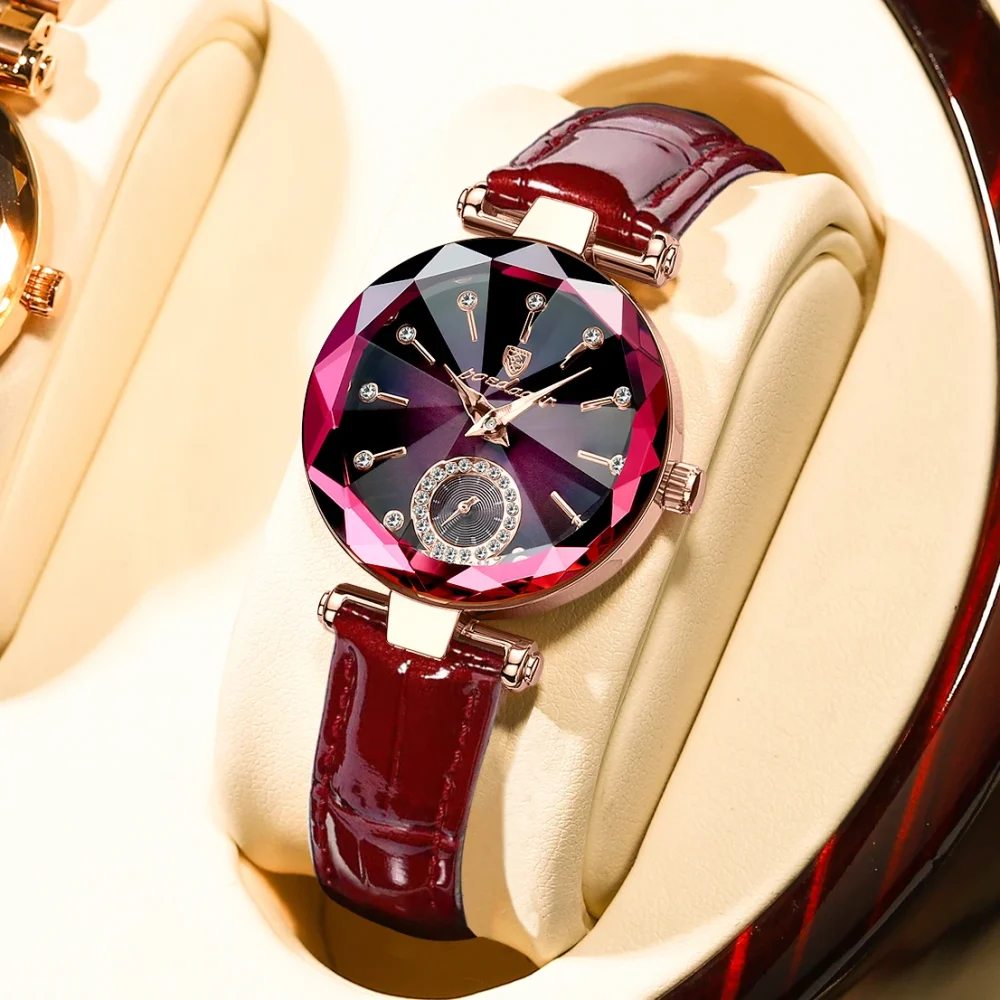 POEDAGAR Women Watches Fashion Diamond Dial Leather Quartz Watch Top Brand Luxury Waterproof Ladies Wristwatch Girlfriend Gift - Image 3